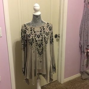 Grey and black with sparkle Top